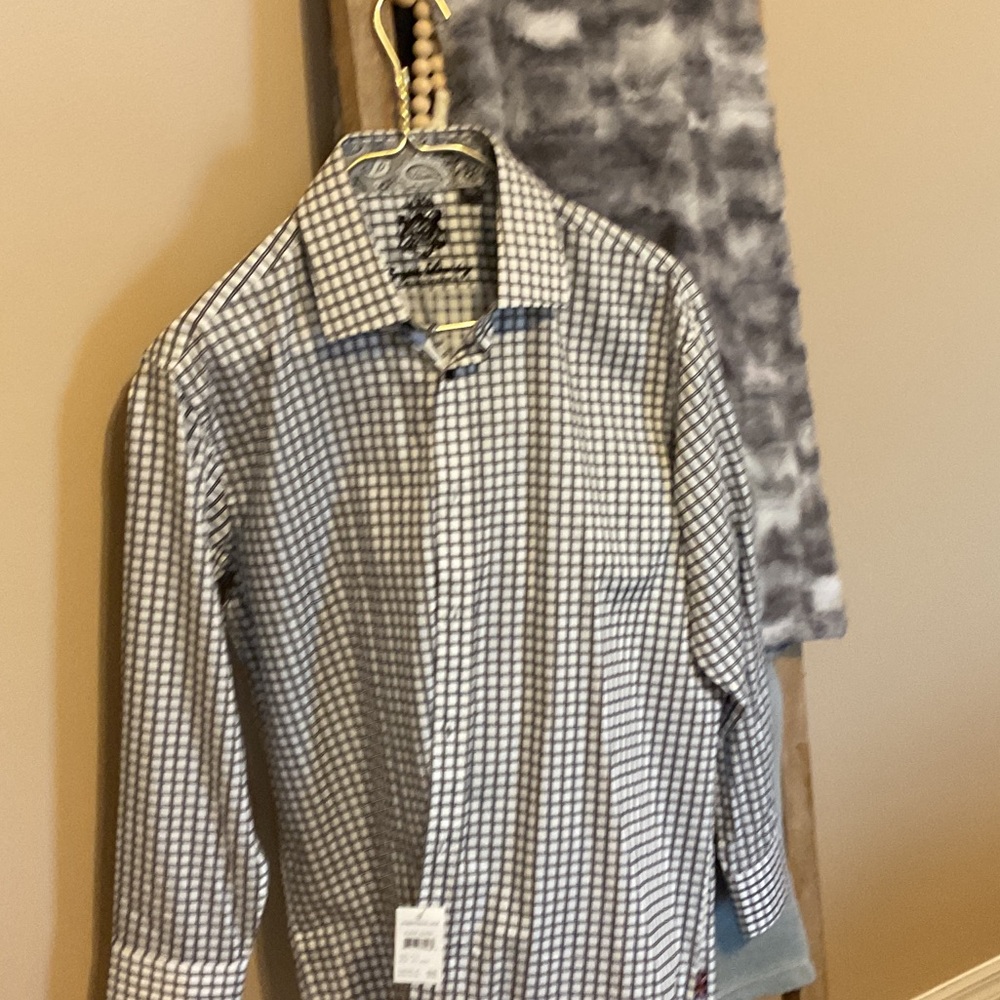 English Laundry Men's Black and White Checkered Shirt XL